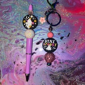 SUMMERWEEN Pen & Keychain Set Ghost/Flowers (a)